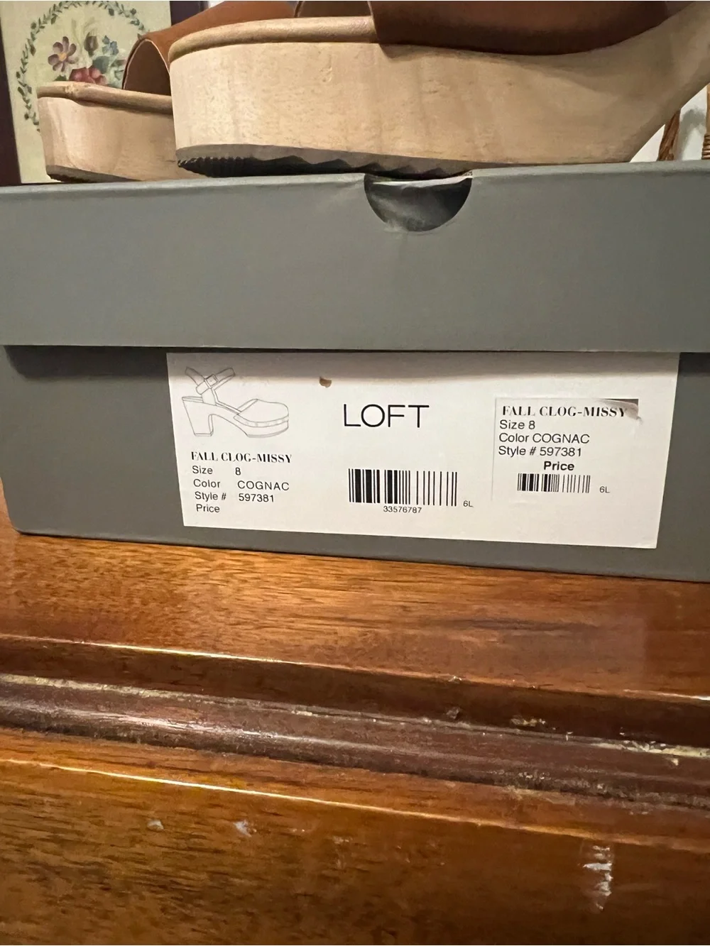 LOFT Cognac Suede Platform Sandals with Wood Block Heel